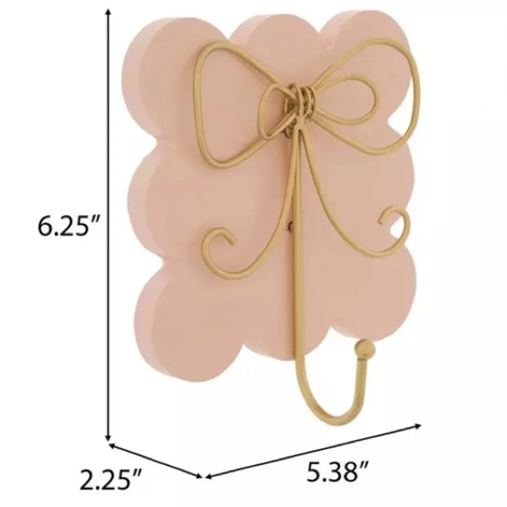 (2) Gold Bow Wood Wall Hook
